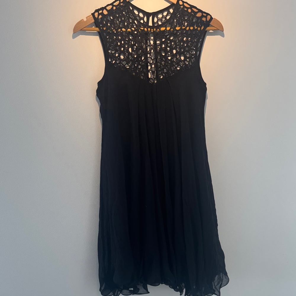 Lipsy Black Crochet Neck Mini Dress